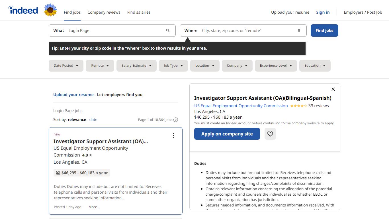 Login Page Jobs, Employment | Indeed.com